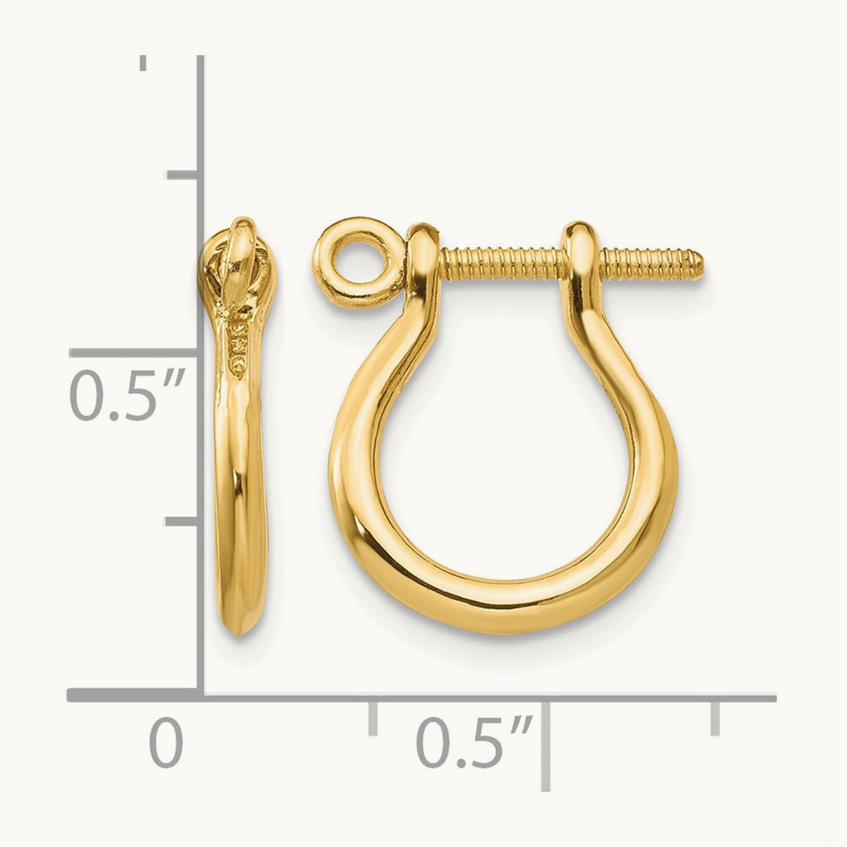 3D Shackle Link Screw Earrings — 14K Yellow Gold, 15mm