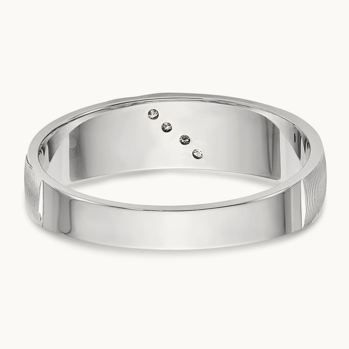AA Quality Trio Mens Complete Wedding Band, 14K White Gold