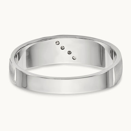 AA Quality Trio Mens Complete Wedding Band, 14K White Gold