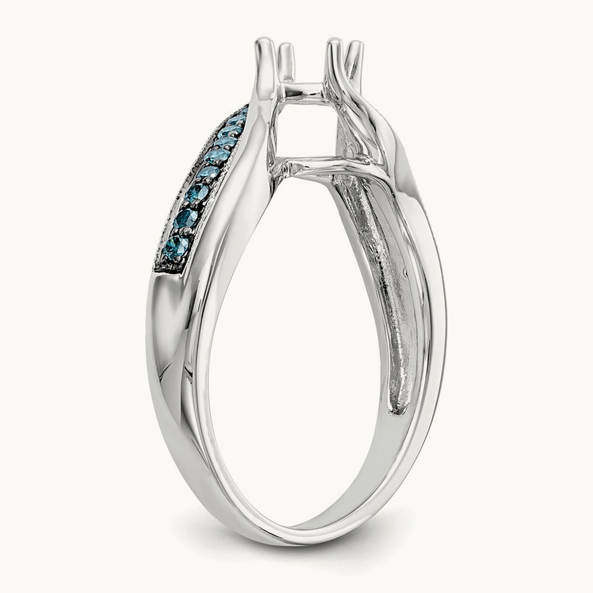 Semi-Mount Blue Engagement Ring, 0.15 ct tw