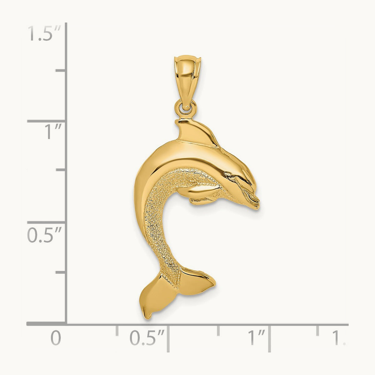 2-D Polished Dolphin Jumping Charm, 14K