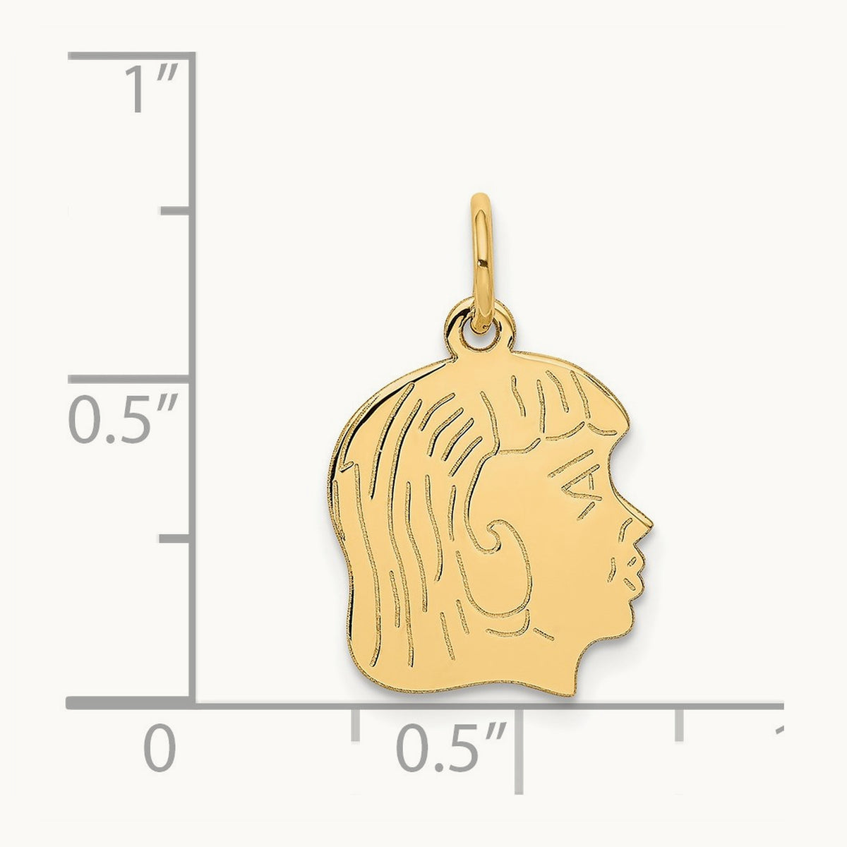 .011 Depth Engravable Girl Head Charm — 22mm