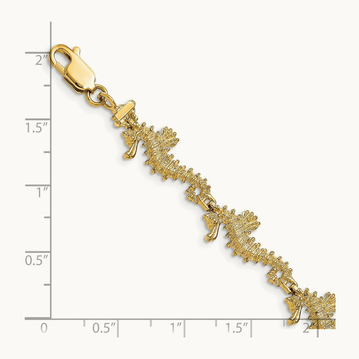 Textured 3-D Seahorse Bracelet, 14K