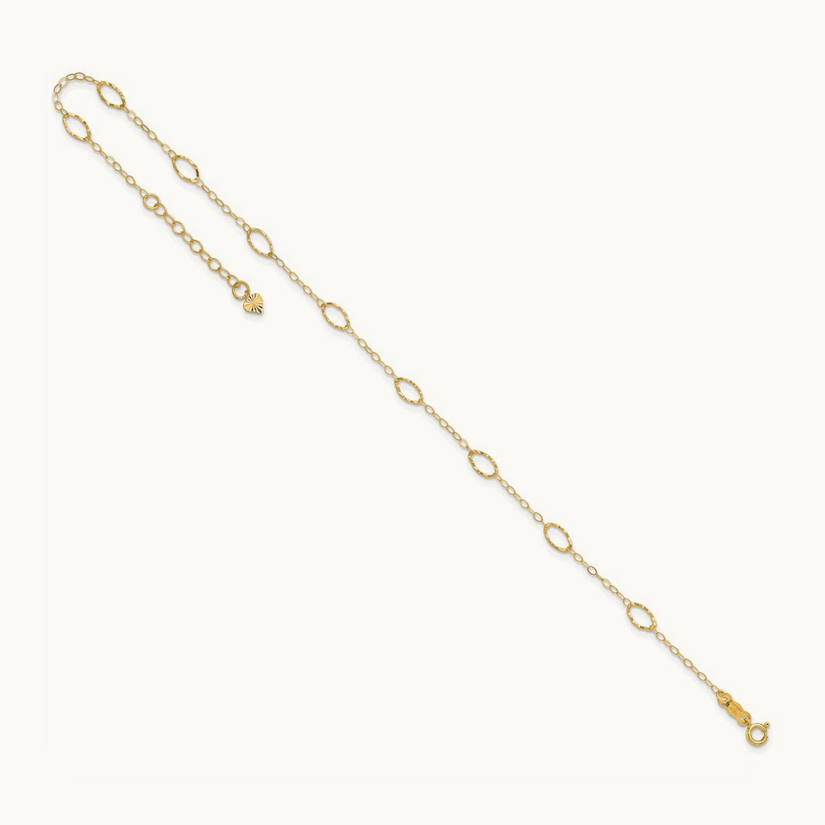 Oval Shapes 10in Plus 1in ext Anklet, 14K