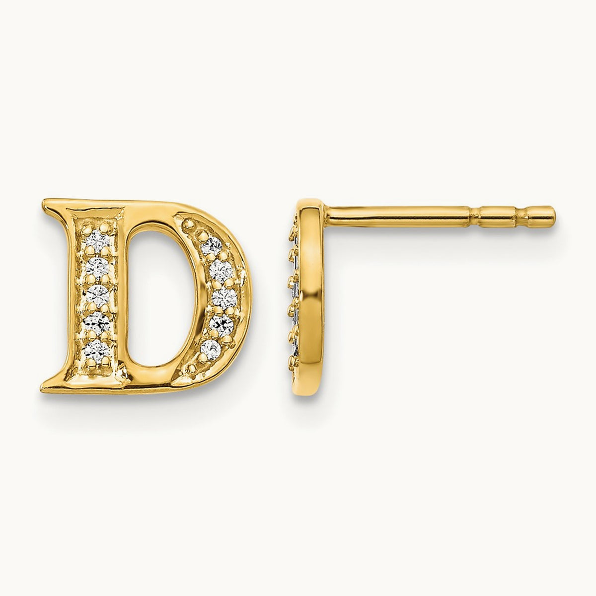 Diamond Earrings — 14K Yellow Gold, 8mm, D