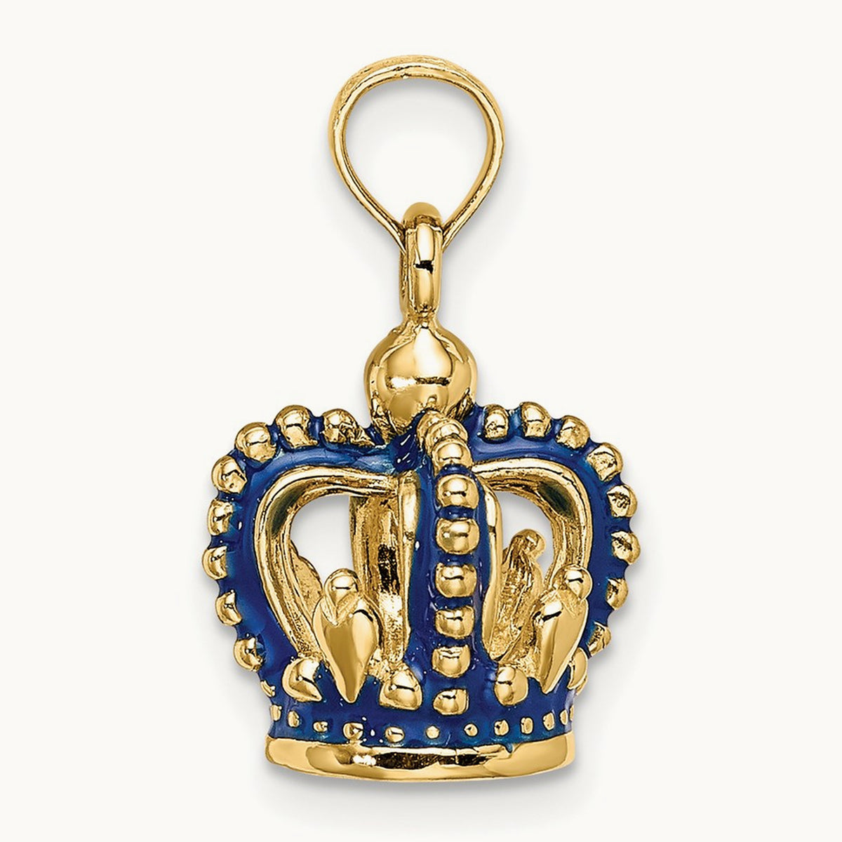 3-D Blue Enamel Crown Charm — 19.8mm