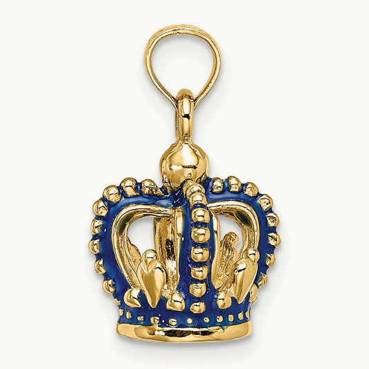 3-D Blue Enamel Crown Charm — 19.8mm