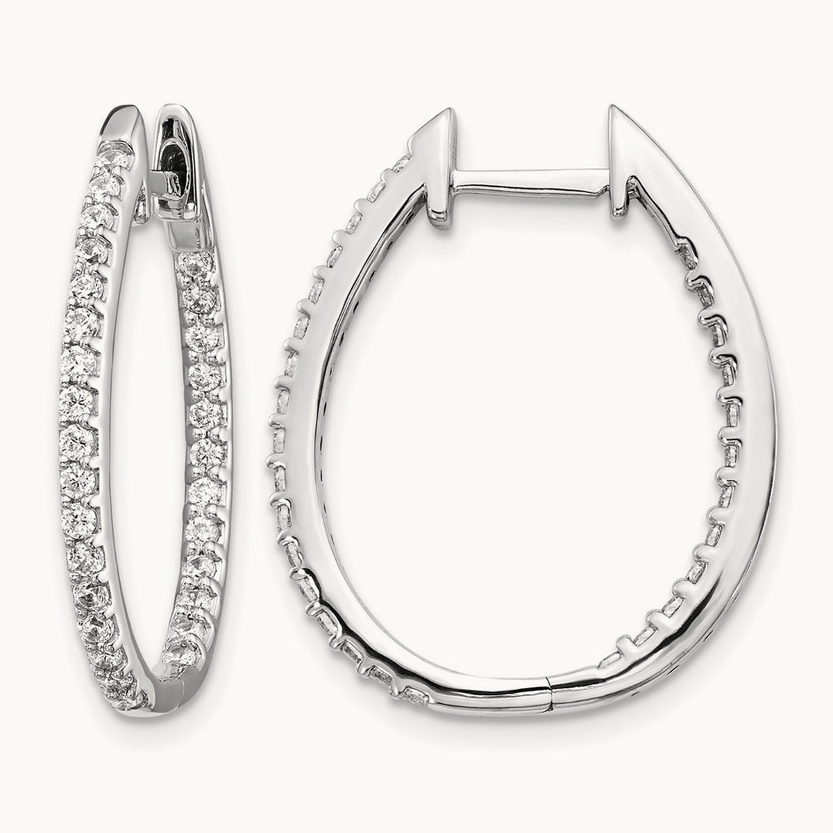 In/Out Diamond Hinged Hoop Earrings — 24mm