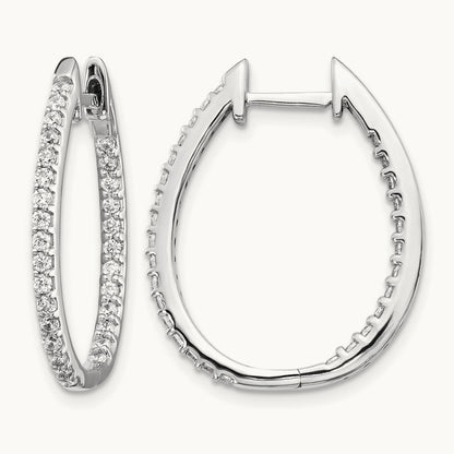 In/Out Hinged Hoop Earrings, 0.75 ct tw Lab-Grown Diamond