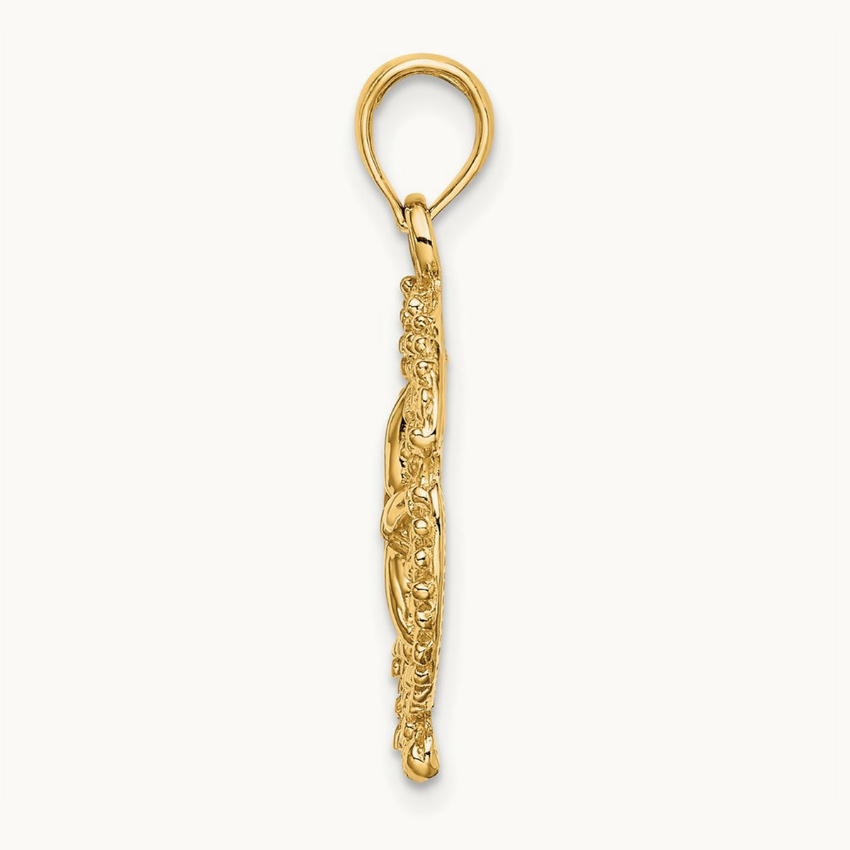Textured Sand Dollar Charm, 14K