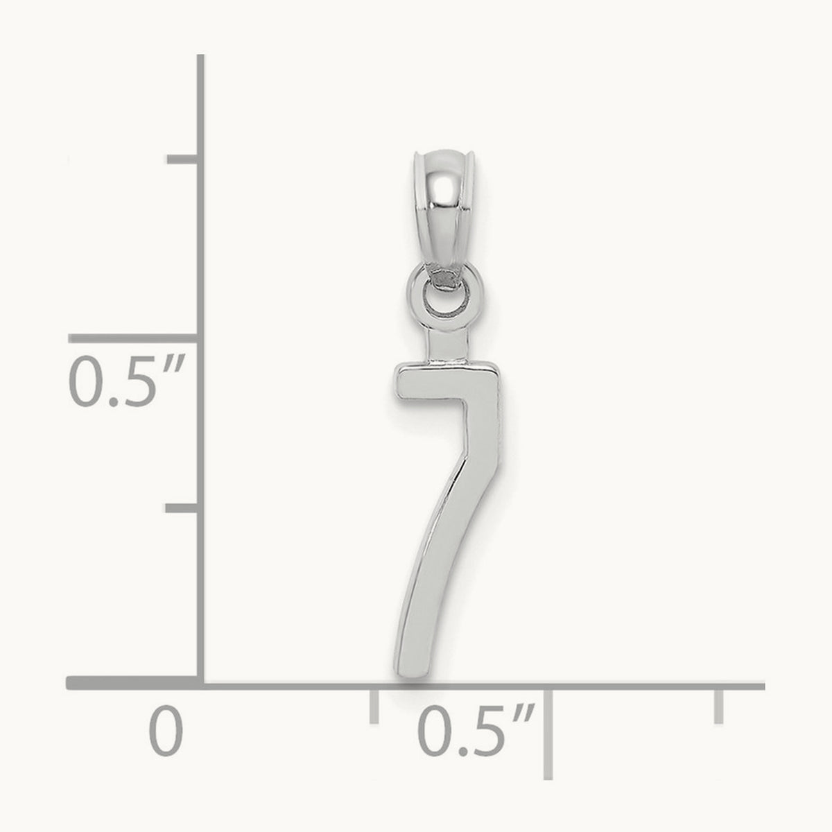 Polished Number 7 Pendant — 14K White Gold, 18.93mm