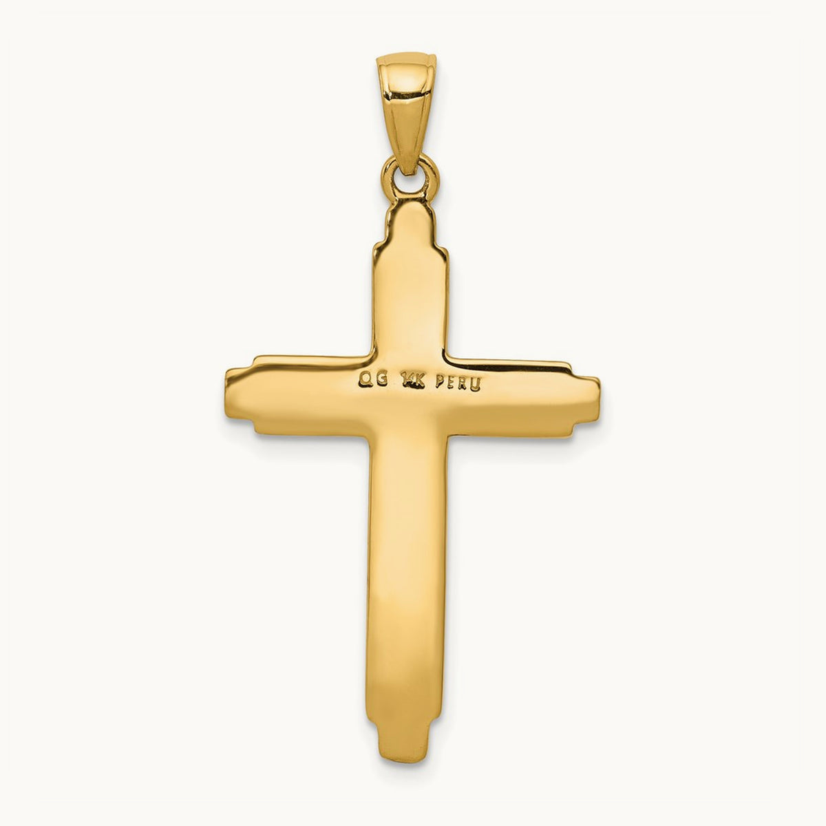 Textured Outline Cross Pendant, 14K