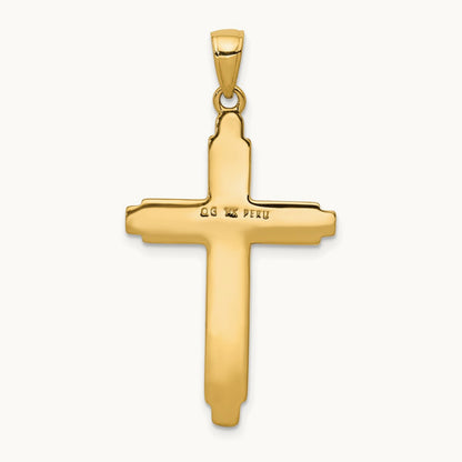 Textured Outline Cross Pendant, 14K