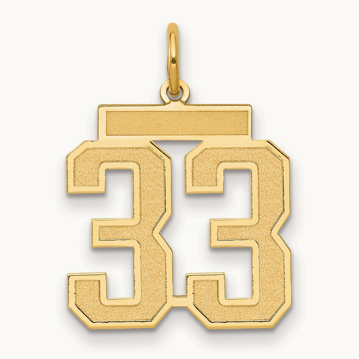 Medium Satin Number 33 Charm — 14K Yellow Gold