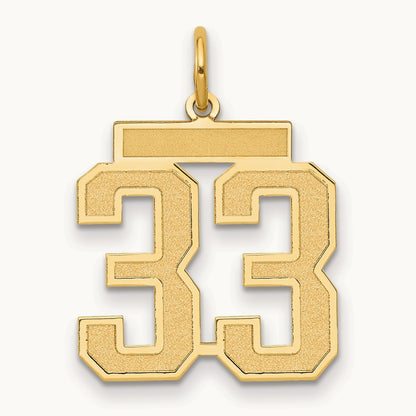 Medium Satin Number 33 Charm — 14K Yellow Gold