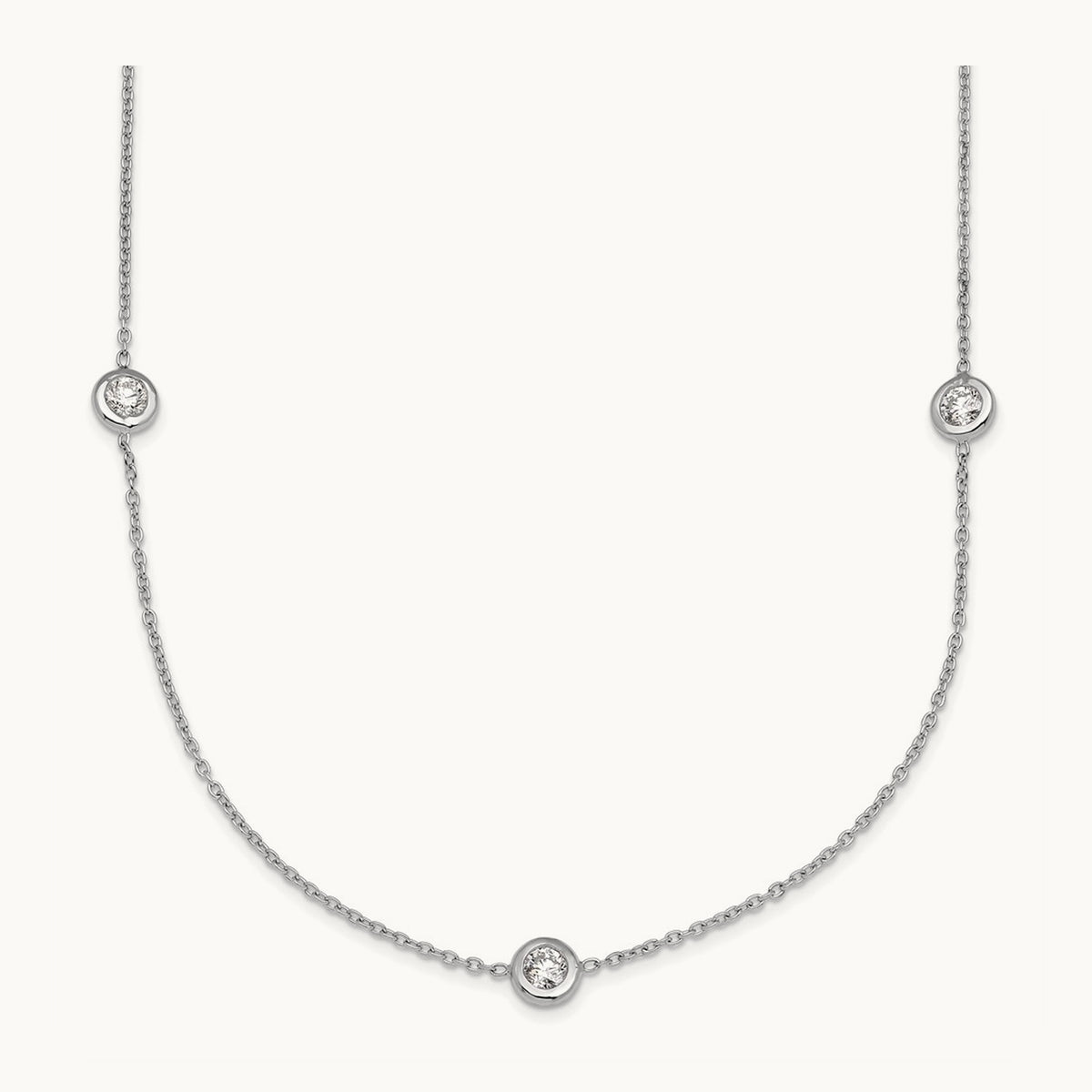 Platinum Polished Bezel Set Station Necklace, 0.75 ct tw Lab-Grown Diamond
