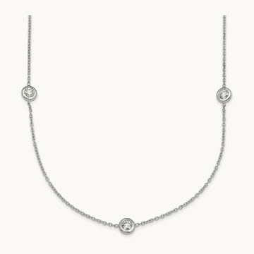 Platinum Polished Bezel Set Station Necklace, 0.75 ct tw Lab-Grown Diamond