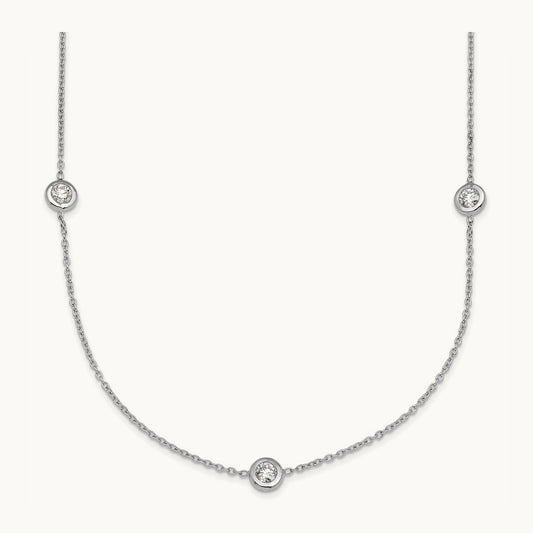 Platinum Polished Bezel Set Station Necklace, 0.75 ct tw Lab-Grown Diamond