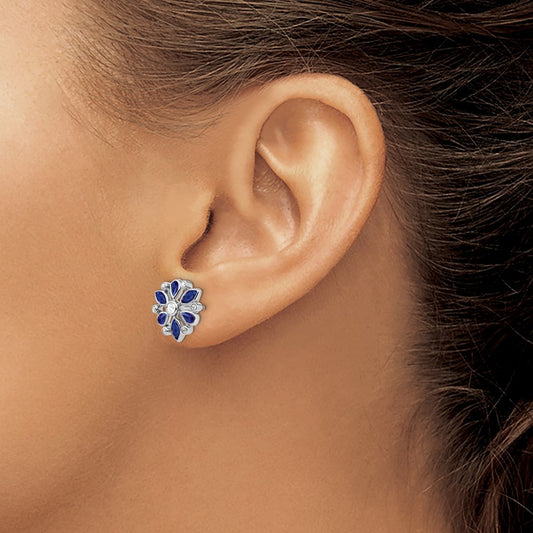 Sapphire and Diamond Post Earrings — photo set