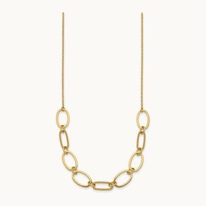 Polished And Twisted Oval Link W/2in Ext Necklace, 9.5mm, 14K