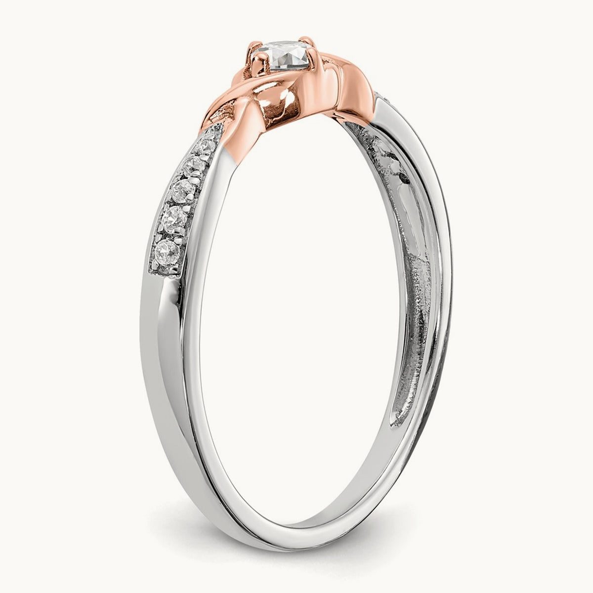 First Promise Diamond Complete Promise Ring, 14K White with Rose Gold
