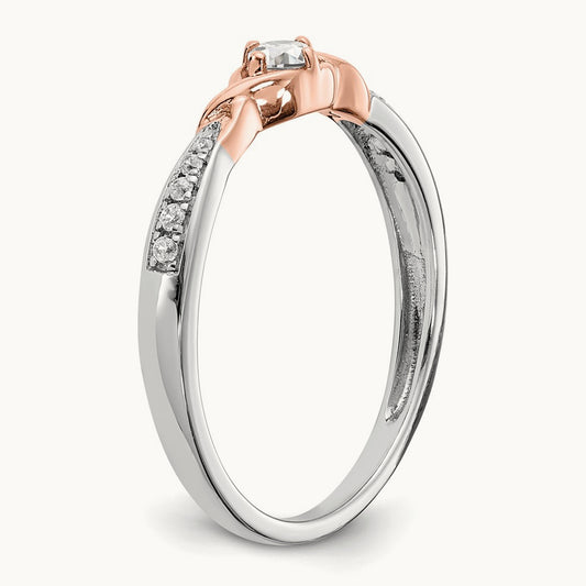 First Promise Diamond Complete Promise Ring, 14K White with Rose Gold