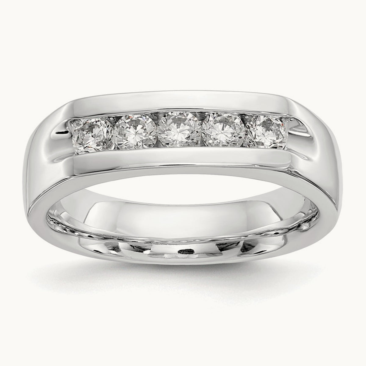 5-Stone Diamond Channel Band, 14K White Gold