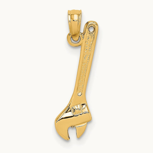 3-D Adjustable Wrench Charm, 14K