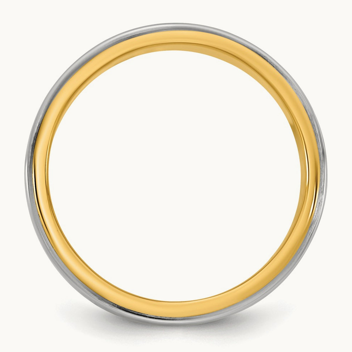 Y/W Step Edge Wedding Band, 6mm, 14K Two-tone
