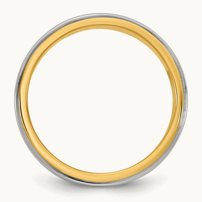 Y/W Step Edge Wedding Band, 6mm, 14K Two-tone