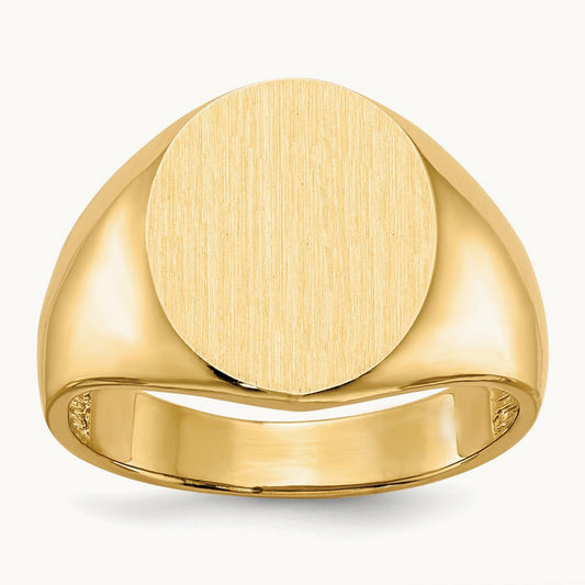 x 15.0mm Open Back Mens Signet Ring, 13.5mm, 14K