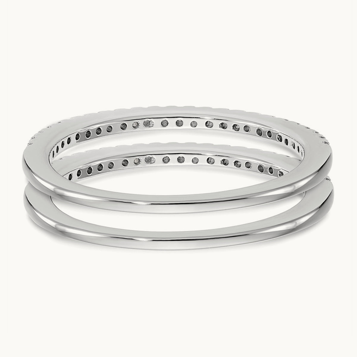 Diamond Set of 2 Wedding Bands, 14K White Gold