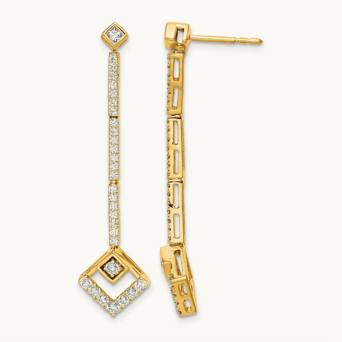 Dangle Post Earrings, 0.50 ct tw Lab-Grown Diamond — 14K Yellow Gold