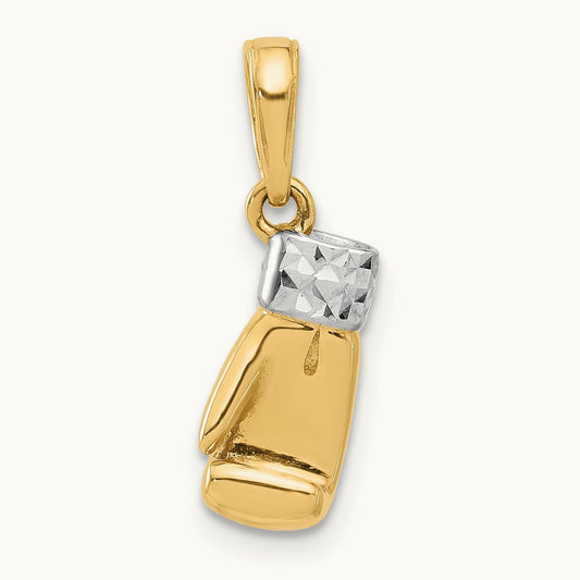 D/C Boxing Glove Pendant, 14K with White Rhodium