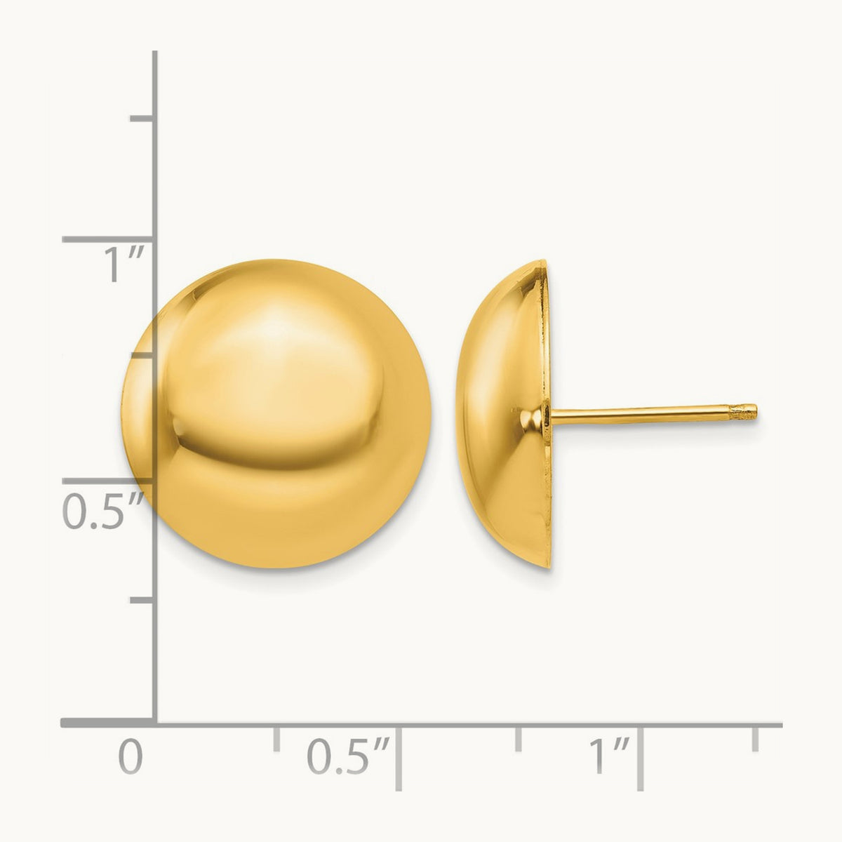 Button Post Earrings, 15.50mm, 14K