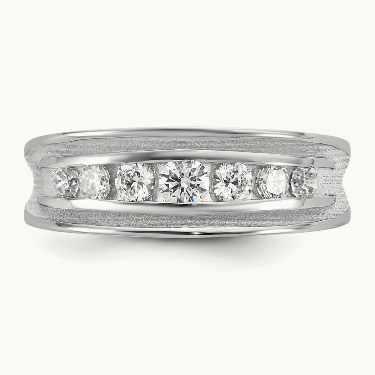IB Goodman Mens Polished Complete 7-Stone 5/8ct Diamond Ring, 14K White Gold
