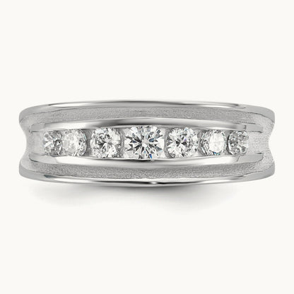IB Goodman Mens Polished Complete 7-Stone 5/8ct Diamond Ring, 14K White Gold