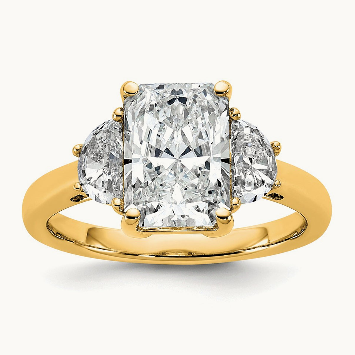 Radiant & 1/2 Moon Engagement Ring, 1.25-4.00 ct tw Lab-Grown Diamond — 3 1/8 ct, 14K Yellow Gold