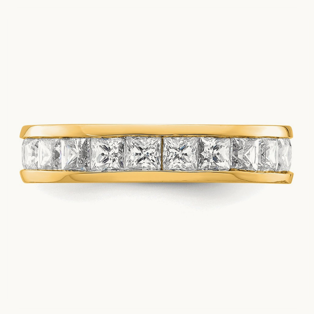 Polished Princess Channel Set Diamond Eternity Band, 3.00 ct tw — 14K Yellow Gold