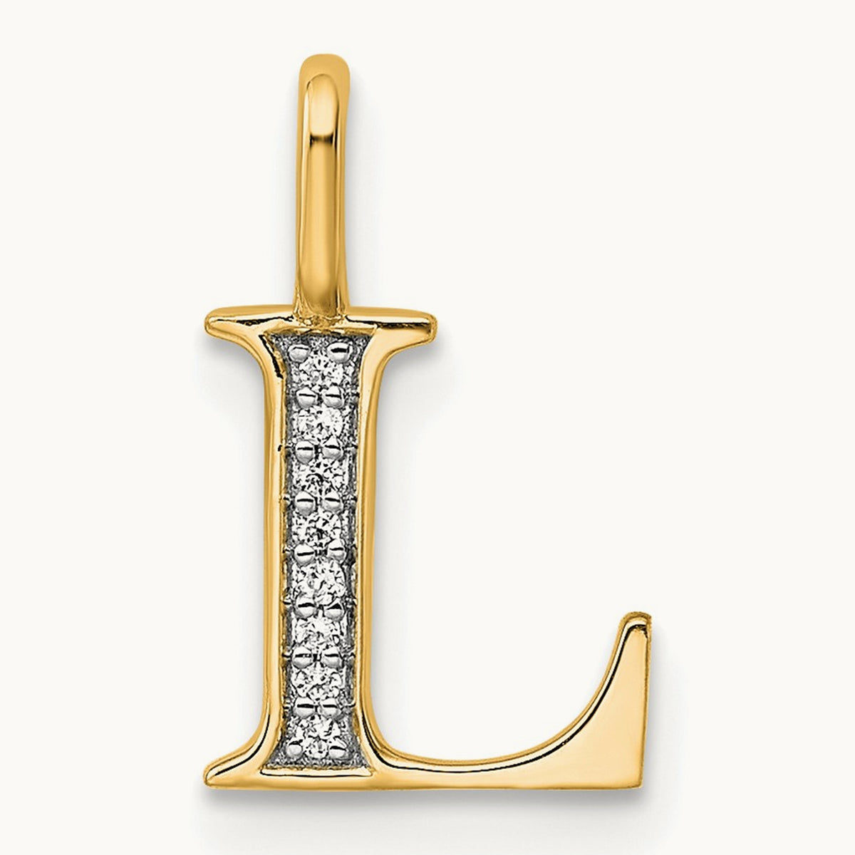 Diamond Letter L Initial Pendant, 14K