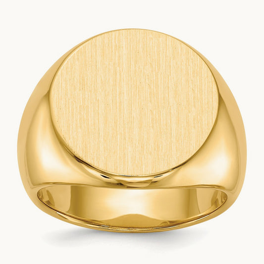 18.0x18. Closed Back Mens Signet Ring, 0mm, 14K