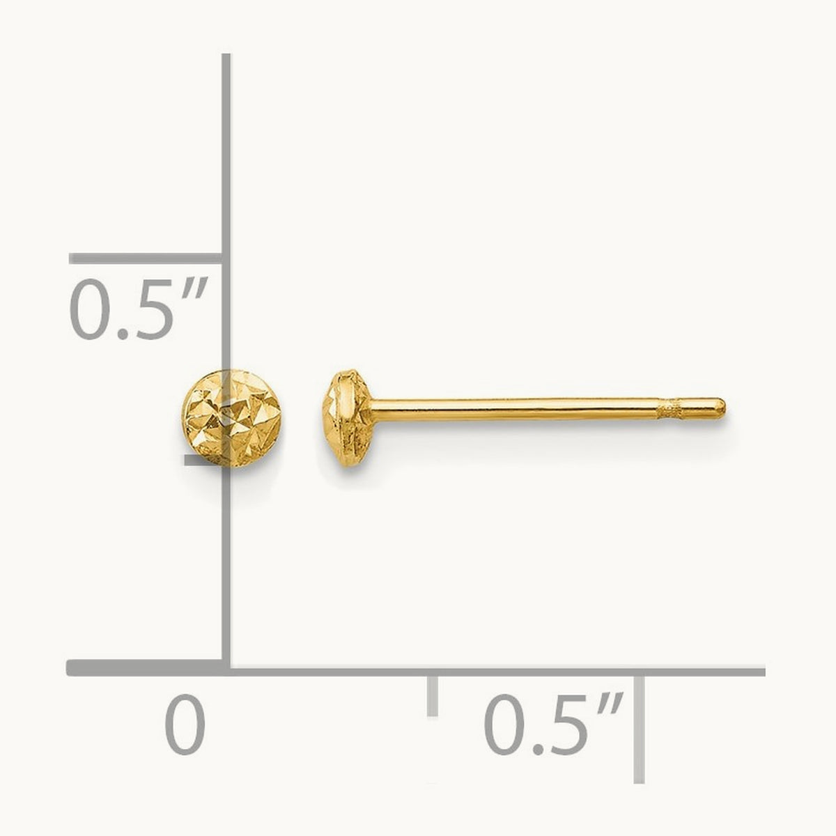 Puff Circle Post Earrings, 3mm, 14K