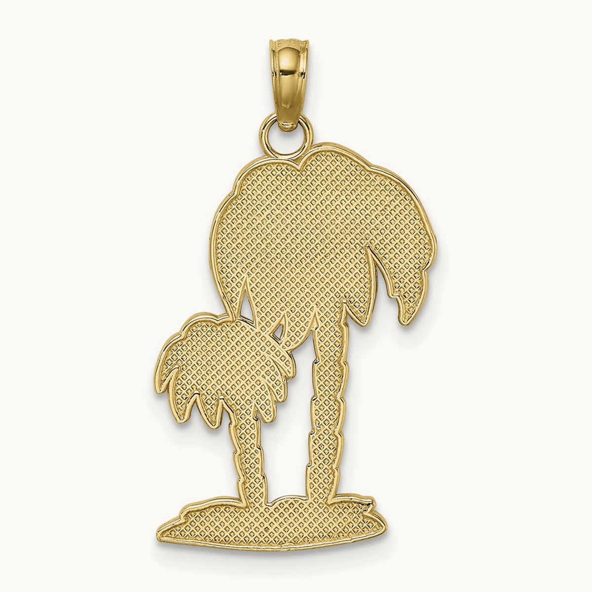 2-D Textured Double Palm Trees Charm, 14K