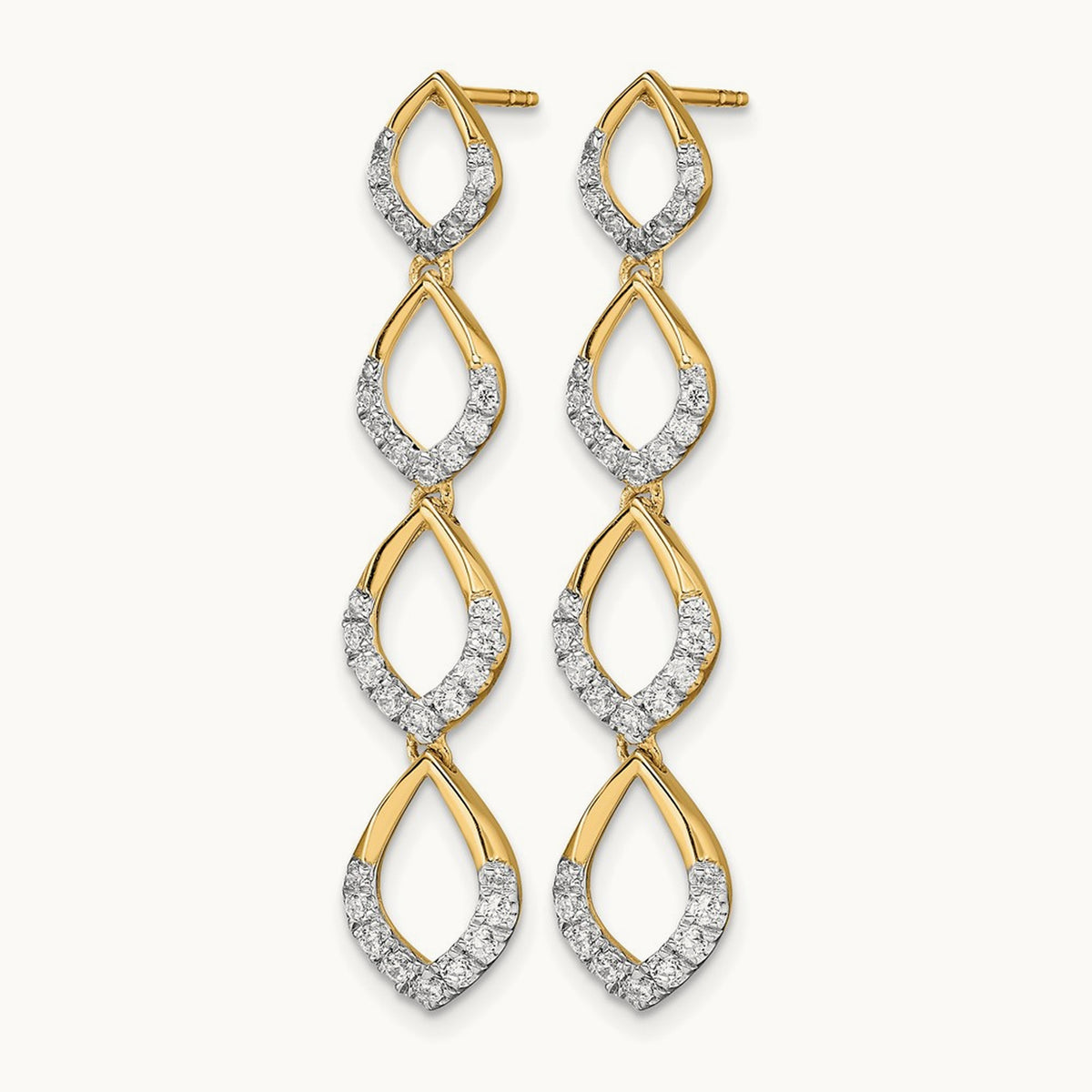 Polished Dangle Diamond Post Earrings, 14K