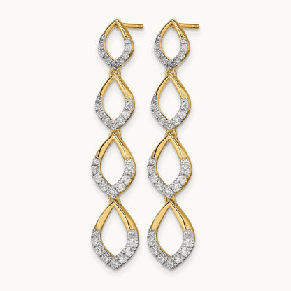 Polished Dangle Diamond Post Earrings, 14K