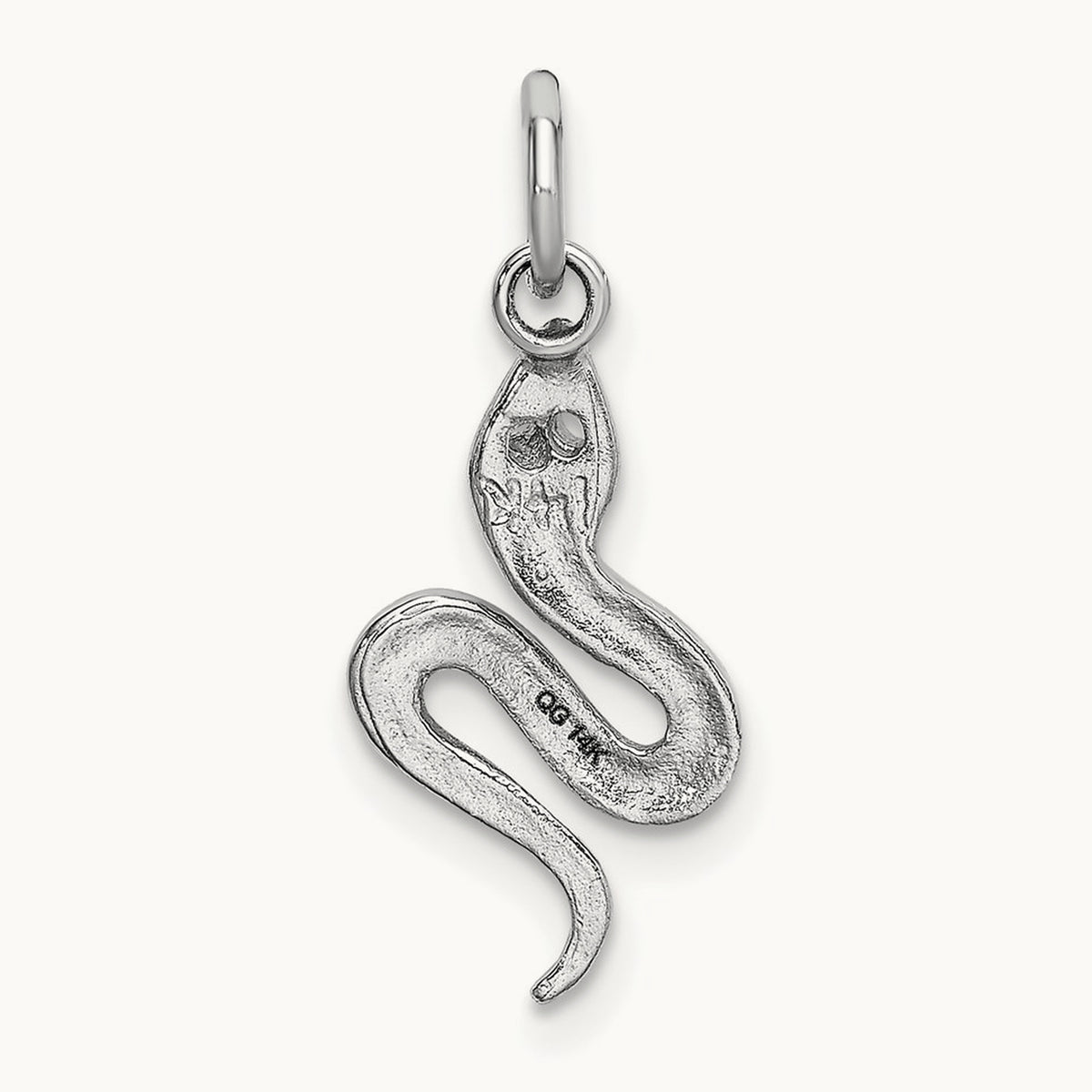 Solid Polished Snake Charm — 14K White Gold