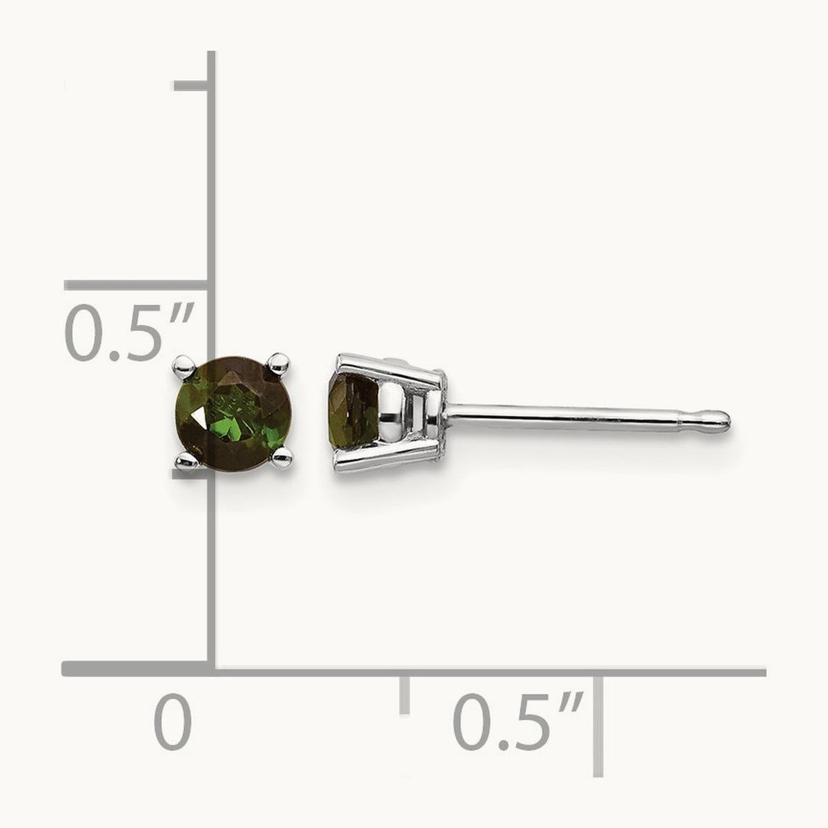 Green Tourmaline Earrings, 14K White Gold