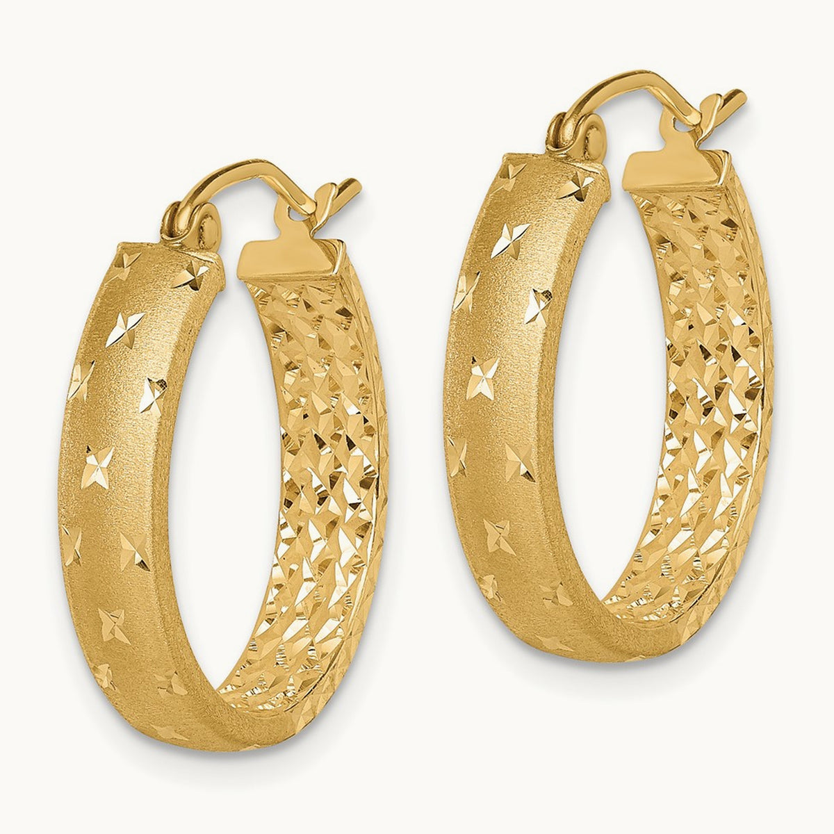 Polished Diamond-cut In/Out Hoop Earrings — 20mm