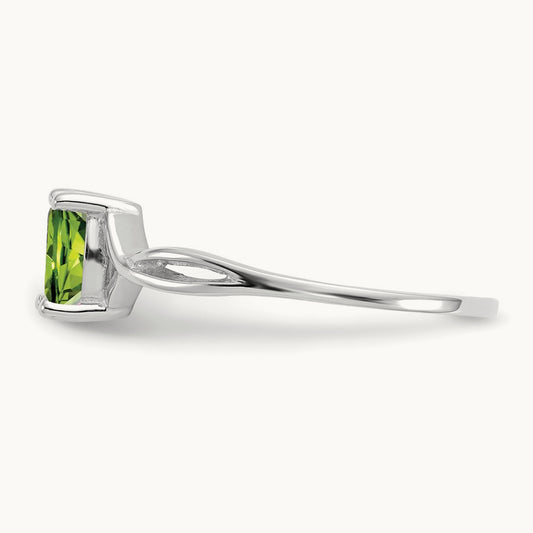 Peridot Birthstone Ring, 14K White Gold