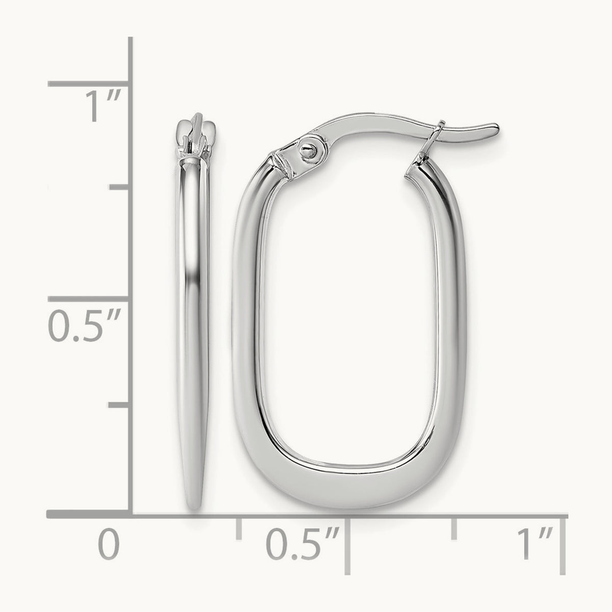Polished Oval Hoop Earrings — 14K White Gold